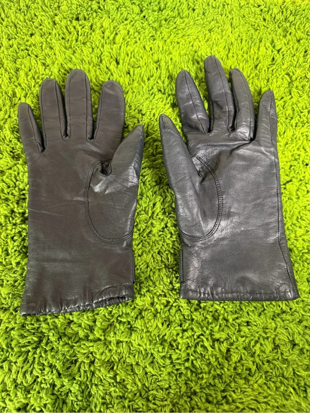 Vintage Women's Joan Harper Black Leather Dress Gloves with Snap Cuff & wool